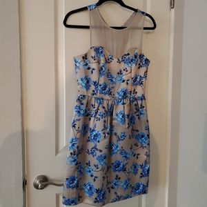 CeCe by Cynthia Steffe Blue floral illusion dress